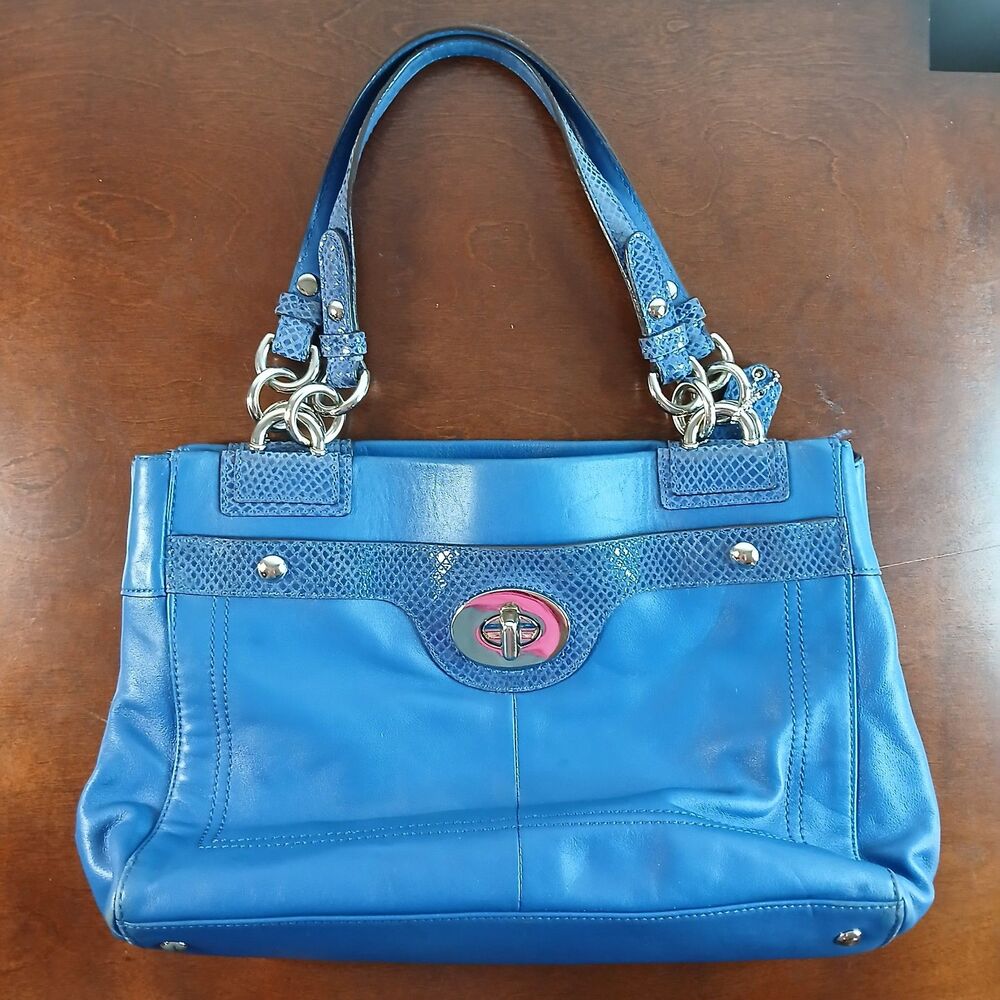Coach Penelope Carryall Satchel Cobalt Blue Snakeskin Leather 2011 Indie Sleaze